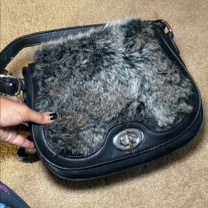 Faux Fur Black Shoulder Bag